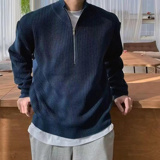 Pull 1/4 zip en maille côtelée pour homme