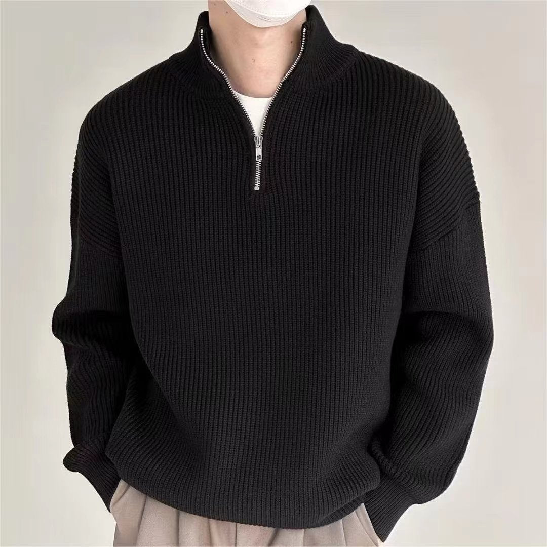 Pull 1/4 zip en maille côtelée pour homme