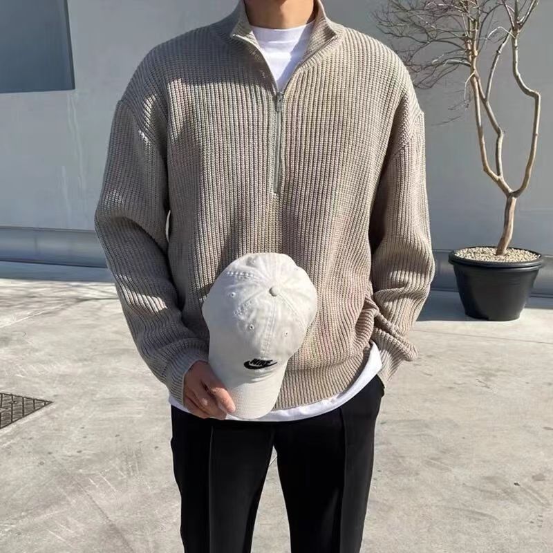 Pull 1/4 zip en maille côtelée pour homme