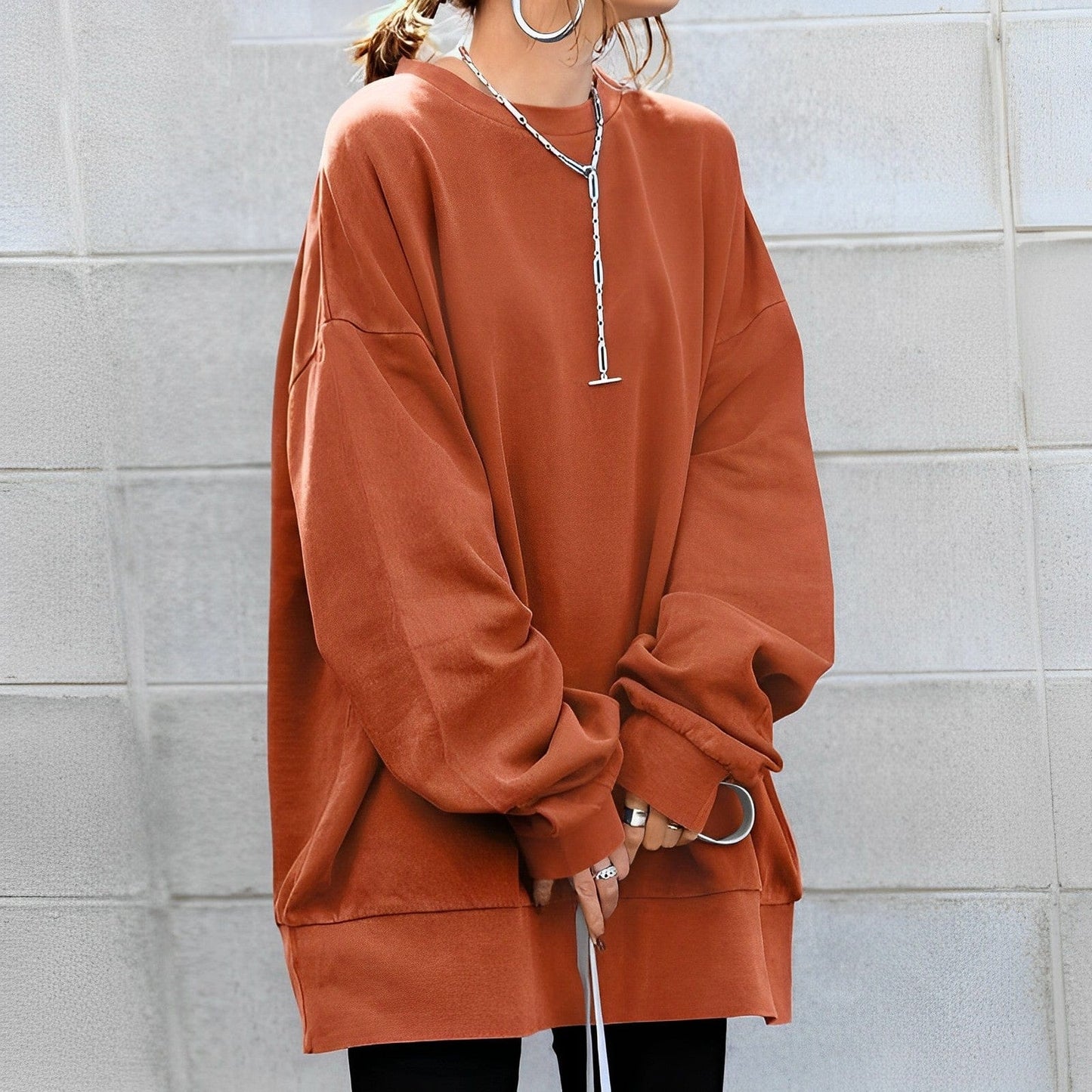 Pull à col rond oversize pour femme