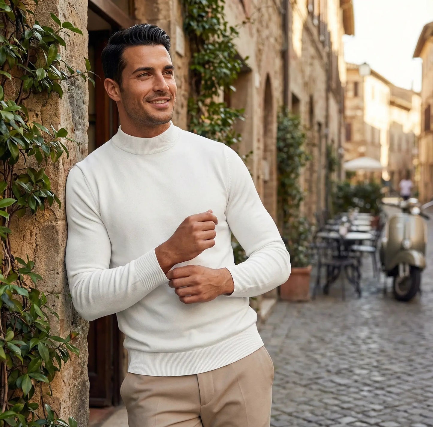 Pull à col roulé coupe slim pour homme