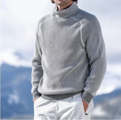 Pull à col roulé en maille côtelée pour homme
