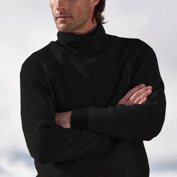 Pull à col roulé en maille côtelée pour homme