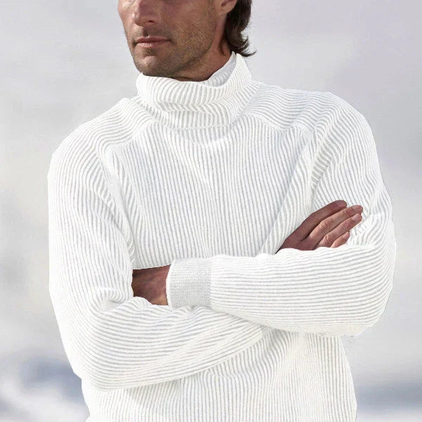 Pull à col roulé en maille côtelée pour homme