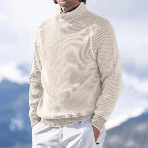 Pull à col roulé en maille côtelée pour homme