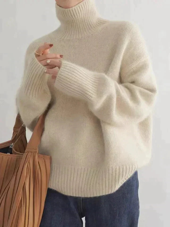 Pull à col roulé femme - pull en maille luxueux et épuré