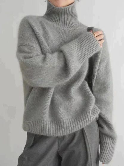Pull à col roulé femme - pull en maille luxueux et épuré