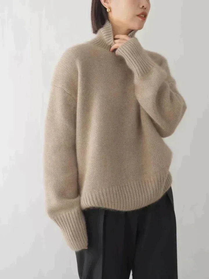 Pull à col roulé femme - pull en maille luxueux et épuré