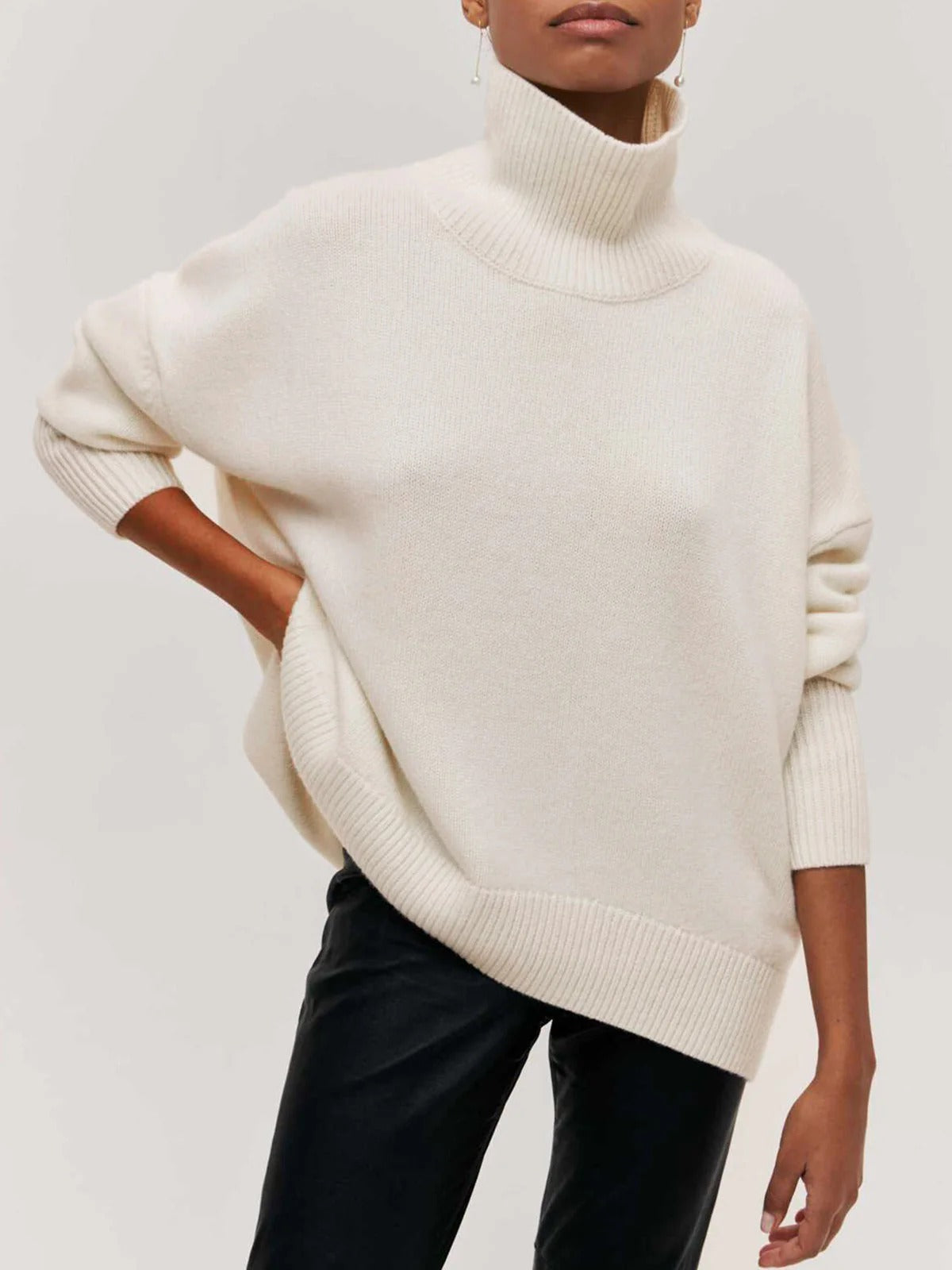 Pull à col roulé oversize pour femme