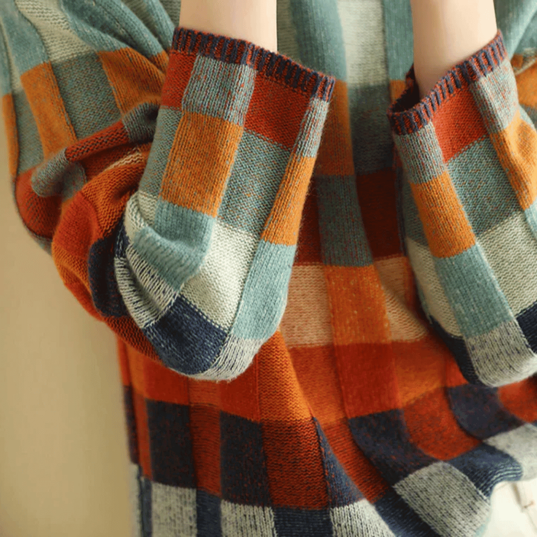 Pull à col roulé patchwork pour femme