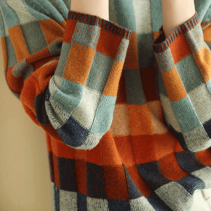 Pull à col roulé patchwork pour femme