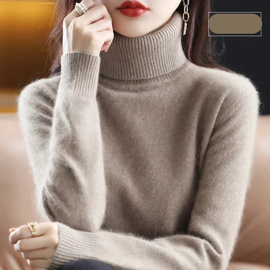 Pull à col roulé pour femme en pur cachemire 100 % pour temps froid