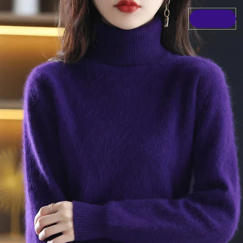 Pull à col roulé pour femme en pur cachemire 100 % pour temps froid