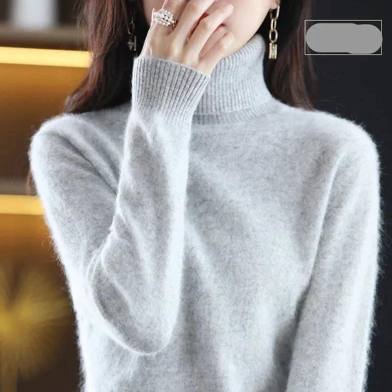 Pull à col roulé pour femme en pur cachemire 100 % pour temps froid