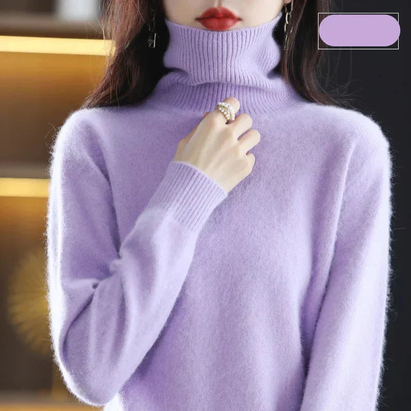 Pull à col roulé pour femme en pur cachemire 100 % pour temps froid
