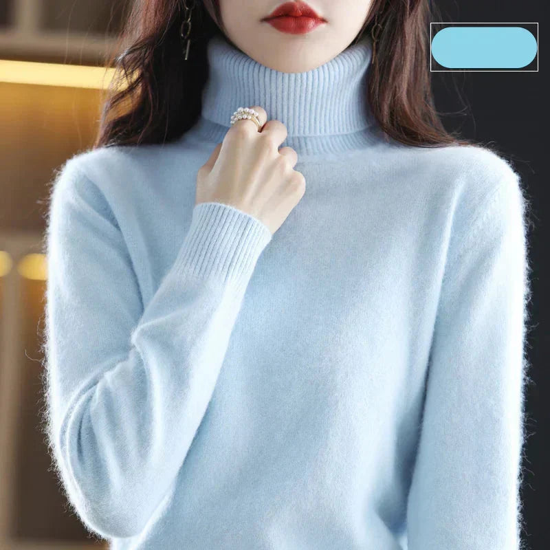 Pull à col roulé pour femme en pur cachemire 100 % pour temps froid