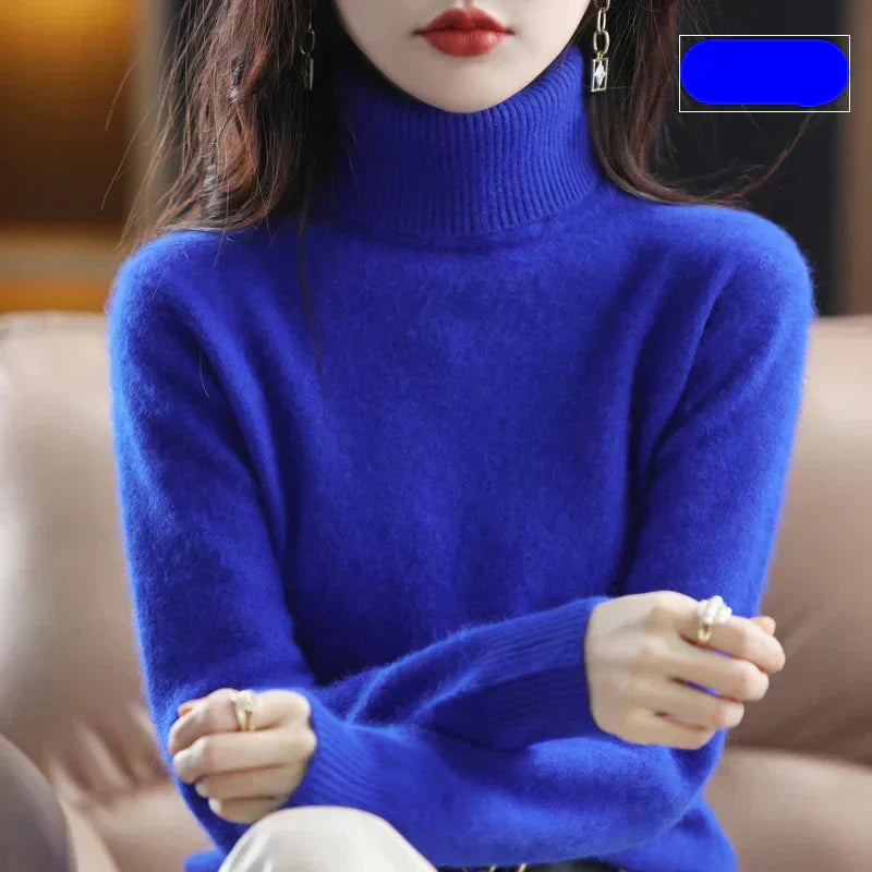 Pull à col roulé pour femme en pur cachemire 100 % pour temps froid