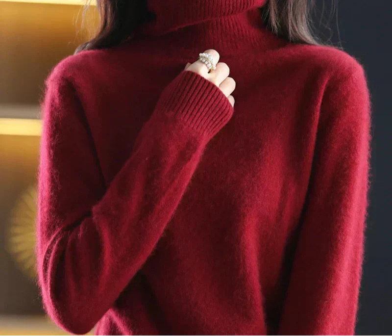 Pull à col roulé pour femme en pur cachemire 100 % pour temps froid