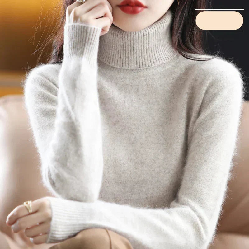 Pull à col roulé pour femme en pur cachemire 100 % pour temps froid