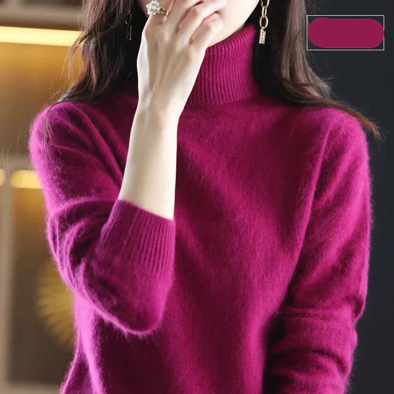 Pull à col roulé pour femme en pur cachemire 100 % pour temps froid