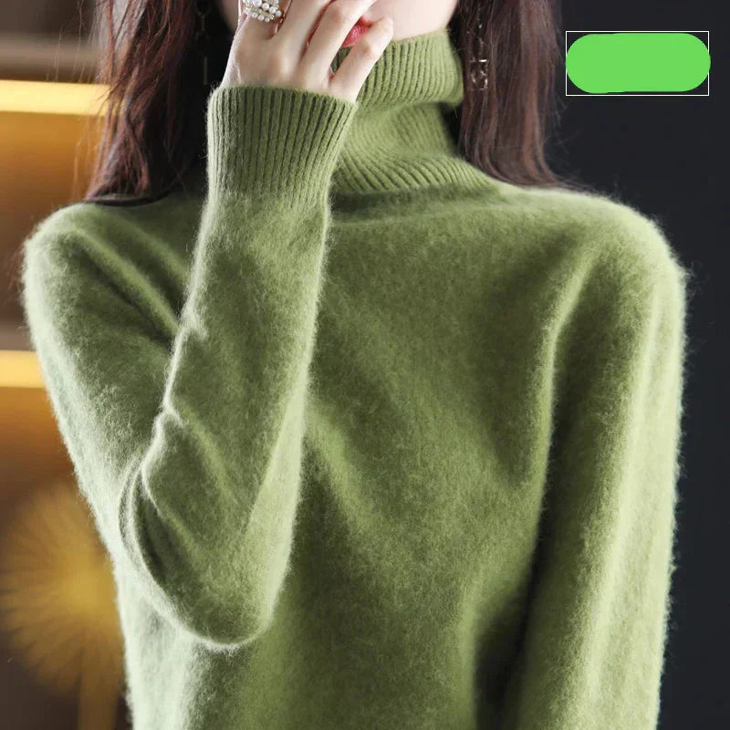 Pull à col roulé pour femme en pur cachemire 100 % pour temps froid