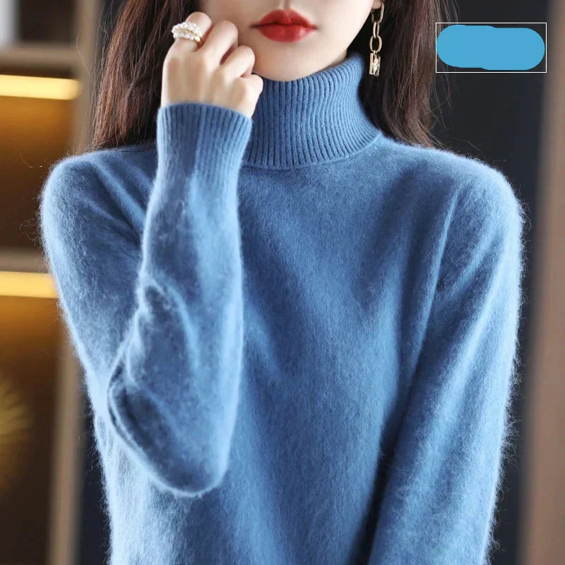 Pull à col roulé pour femme en pur cachemire 100 % pour temps froid