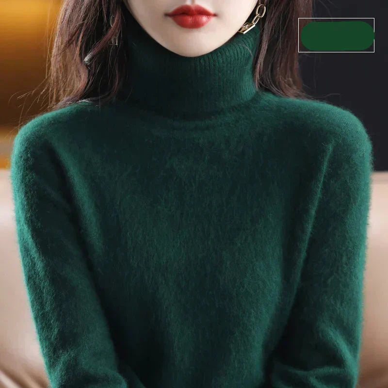 Pull à col roulé pour femme en pur cachemire 100 % pour temps froid