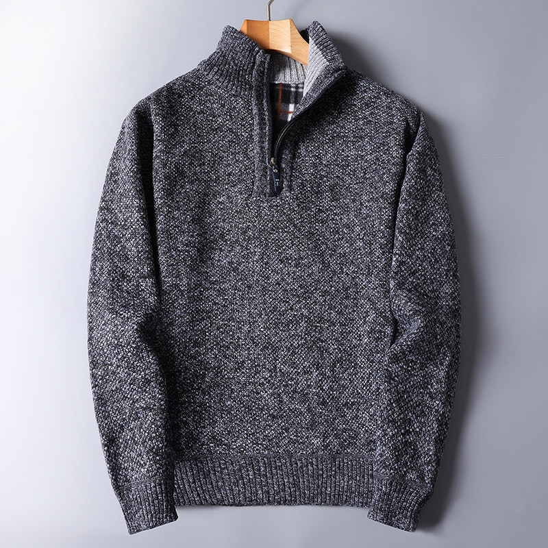 Pull à col zippé 1/4 en maille côtelée pour homme