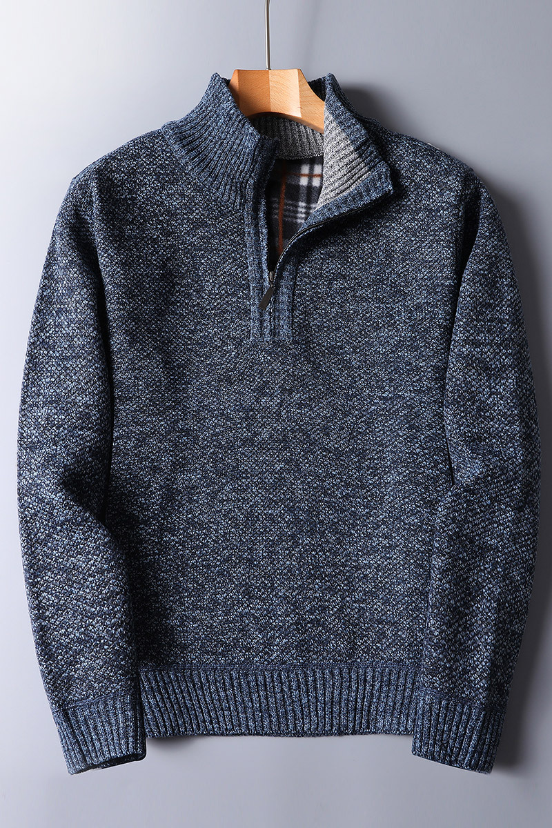 Pull à col zippé 1/4 en maille côtelée pour homme