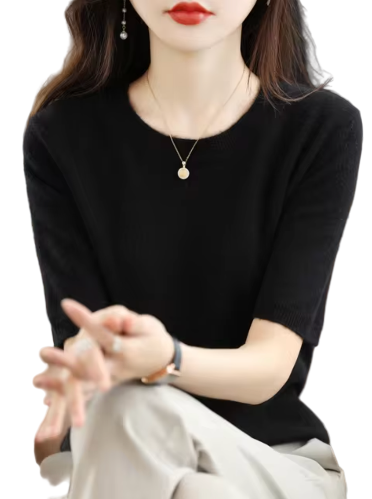 Pull à manches courtes pour femme