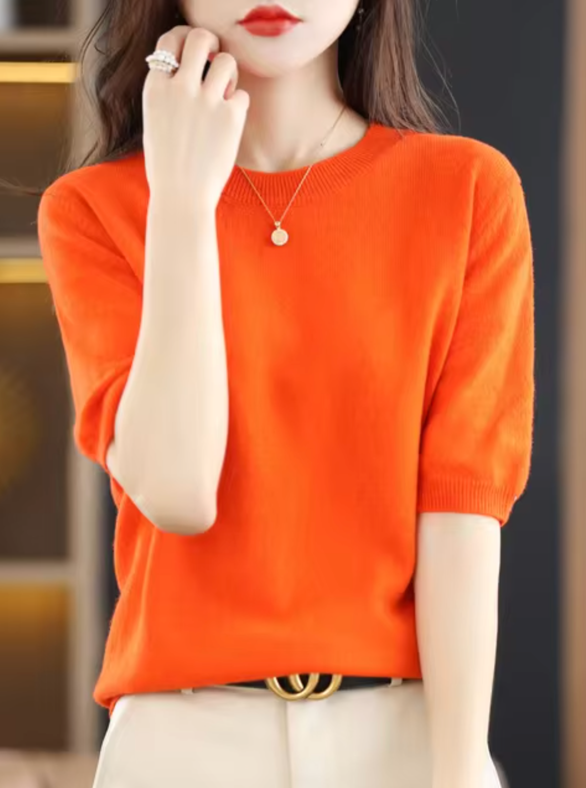 Pull à manches courtes pour femme