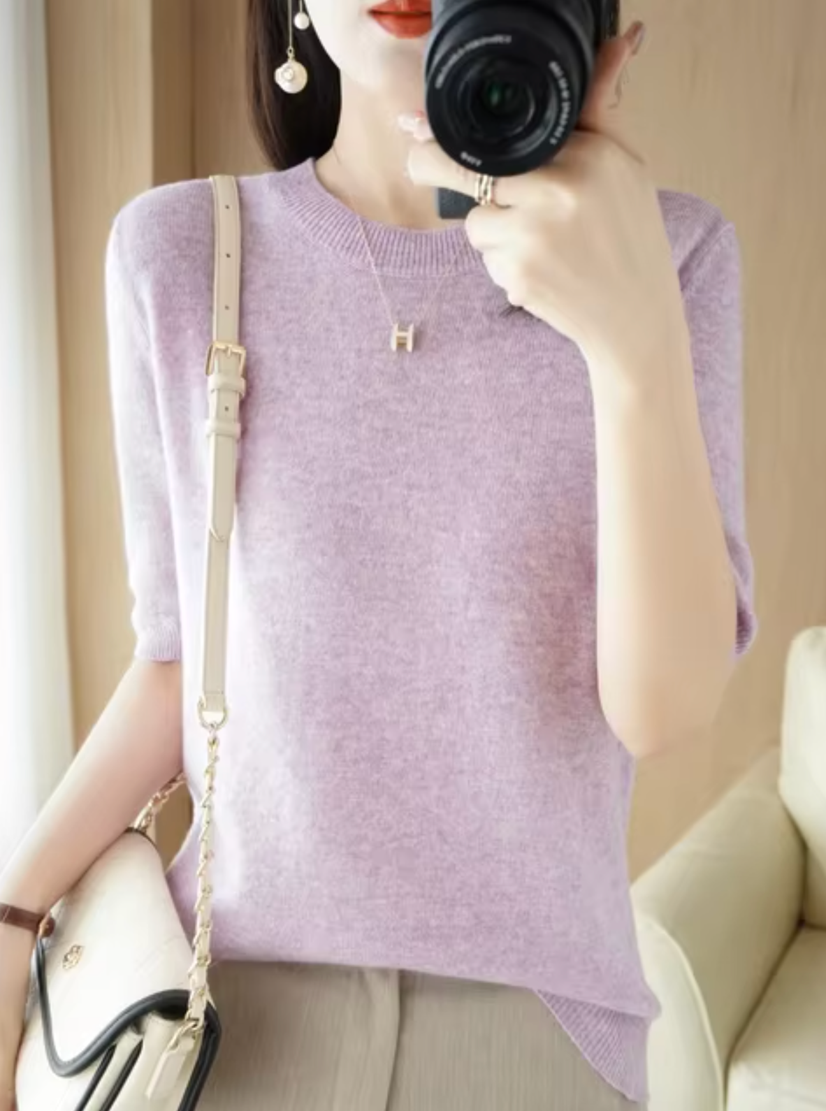 Pull à manches courtes pour femme
