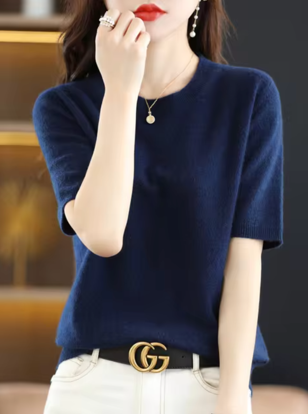 Pull à manches courtes pour femme