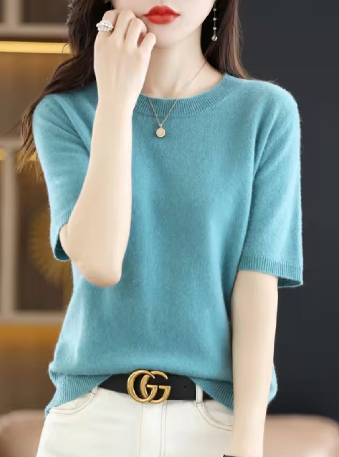 Pull à manches courtes pour femme
