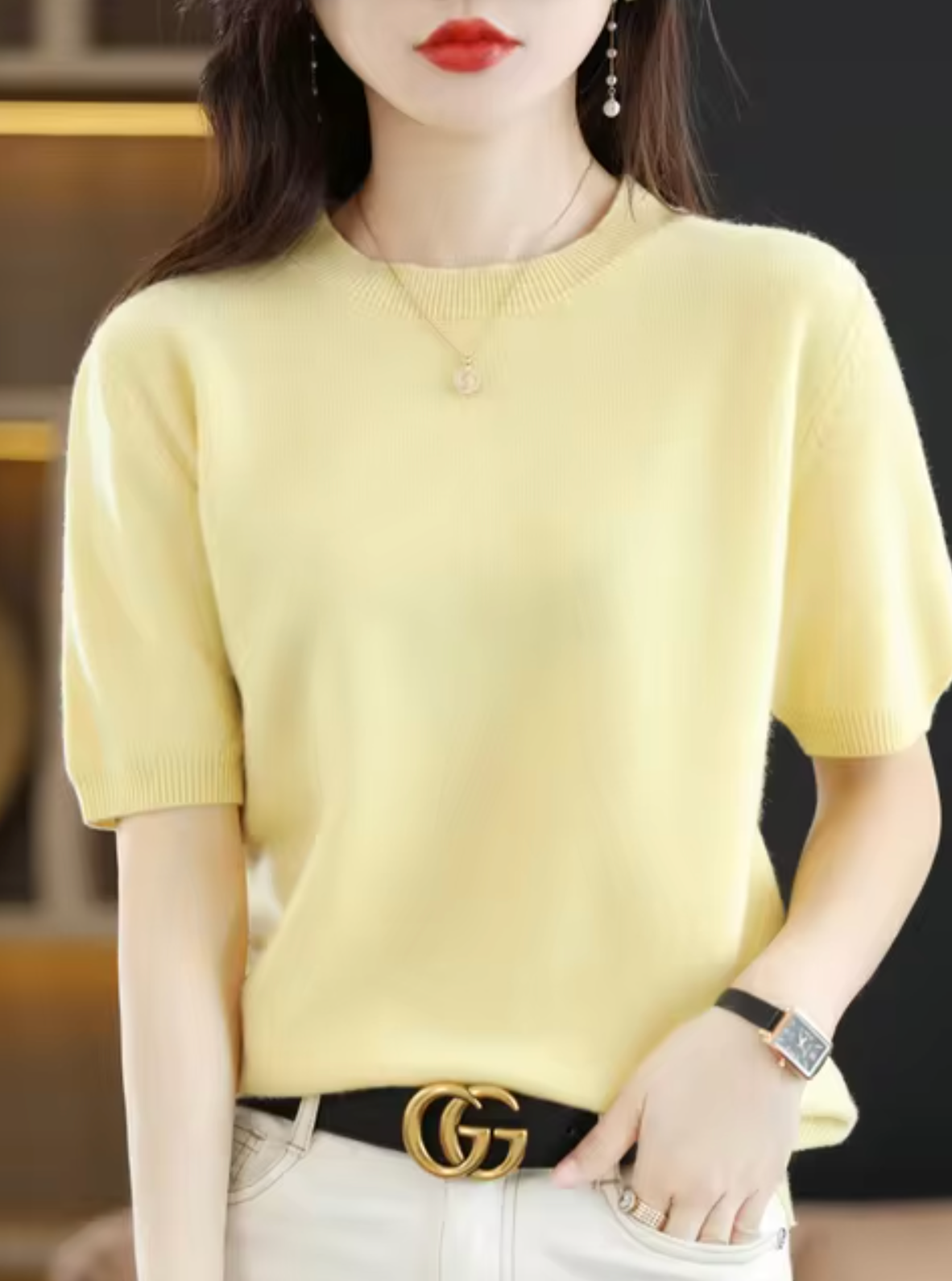 Pull à manches courtes pour femme