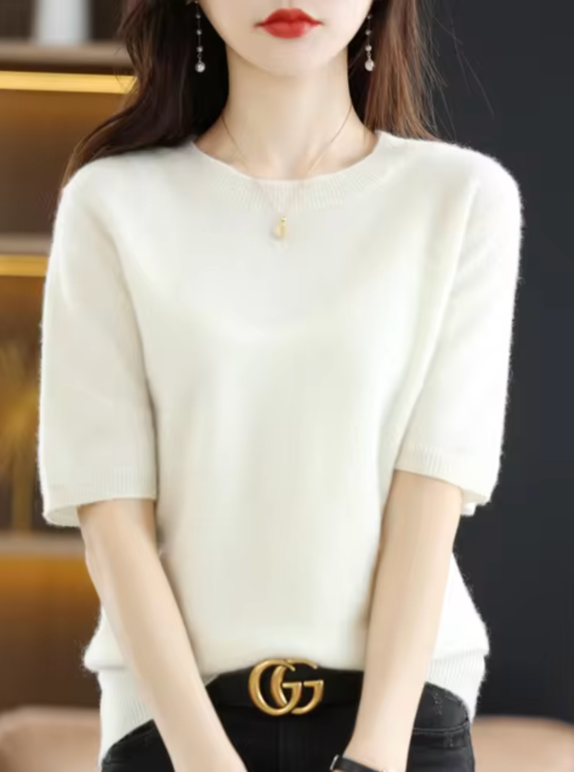 Pull à manches courtes pour femme