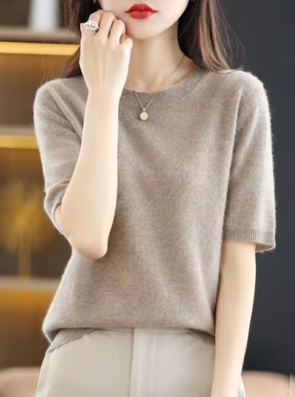 Pull à manches courtes pour femme