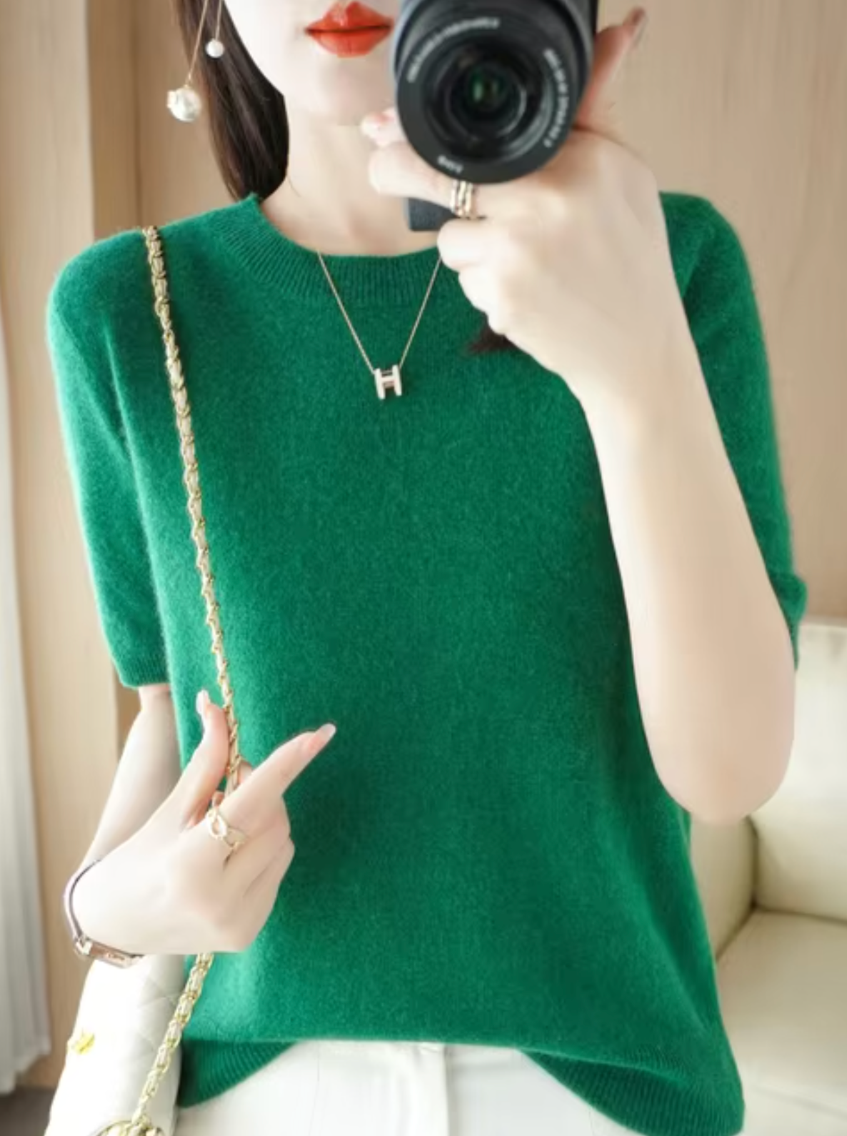 Pull à manches courtes pour femme