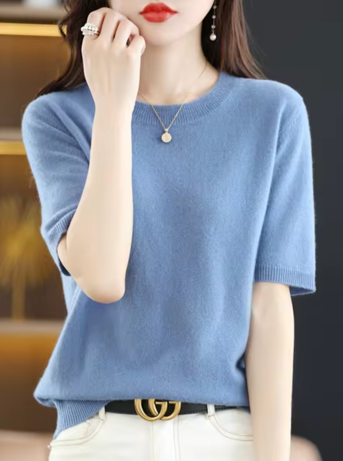 Pull à manches courtes pour femme