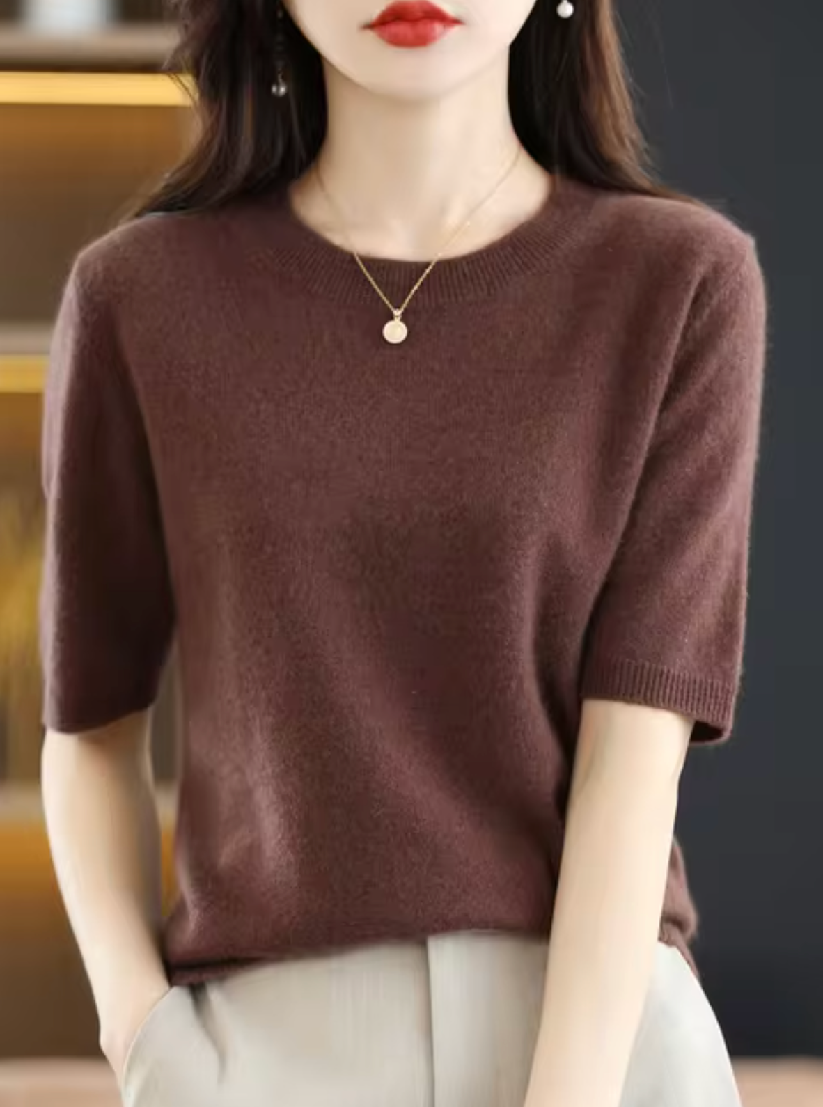 Pull à manches courtes pour femme