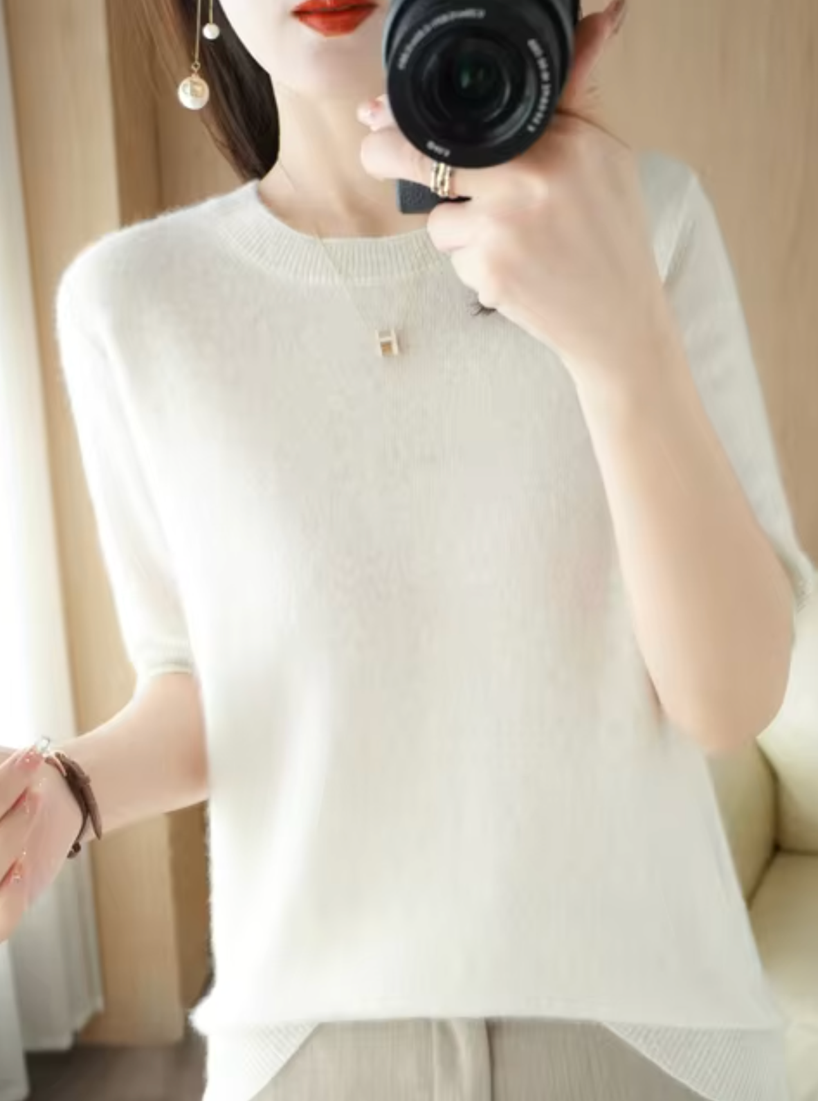 Pull à manches courtes pour femme