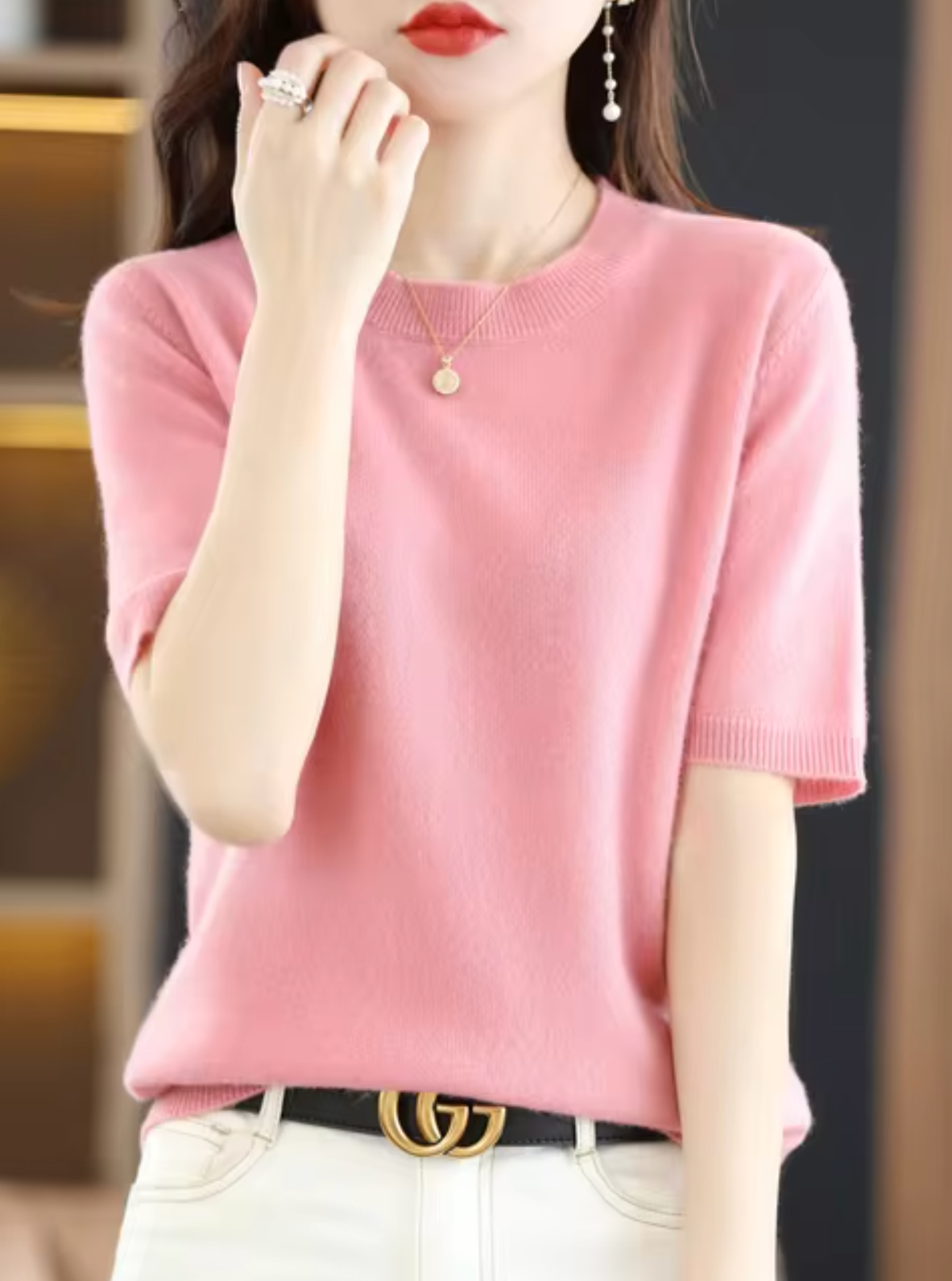 Pull à manches courtes pour femme