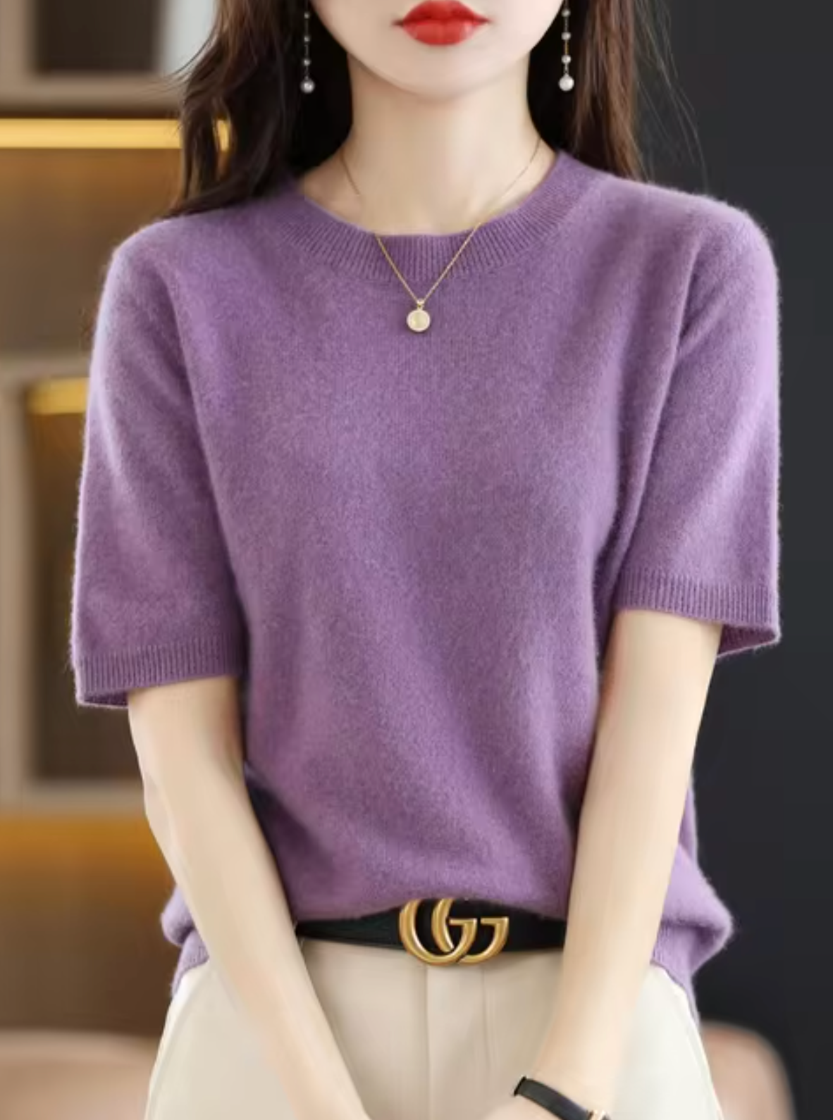 Pull à manches courtes pour femme
