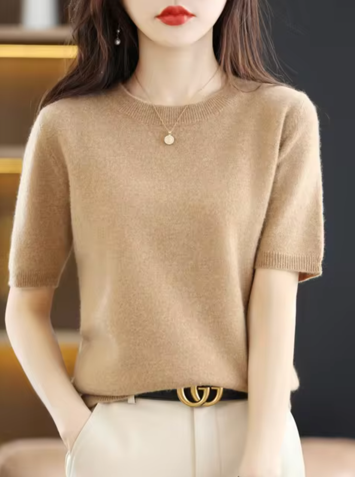 Pull à manches courtes pour femme