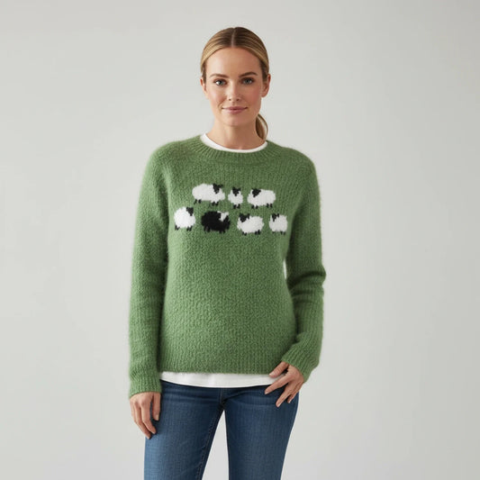Pull à motif mouton noir pour femme