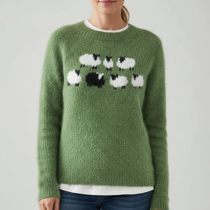 Pull à motif mouton noir pour femme