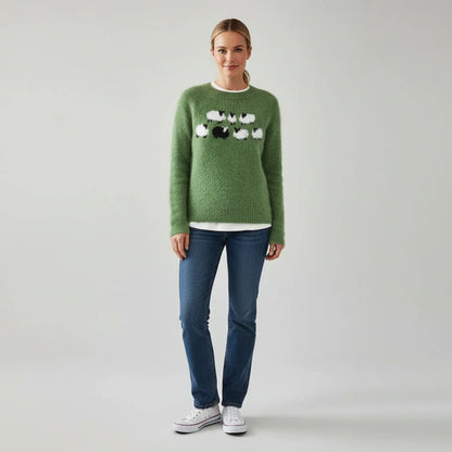 Pull à motif mouton noir pour femme