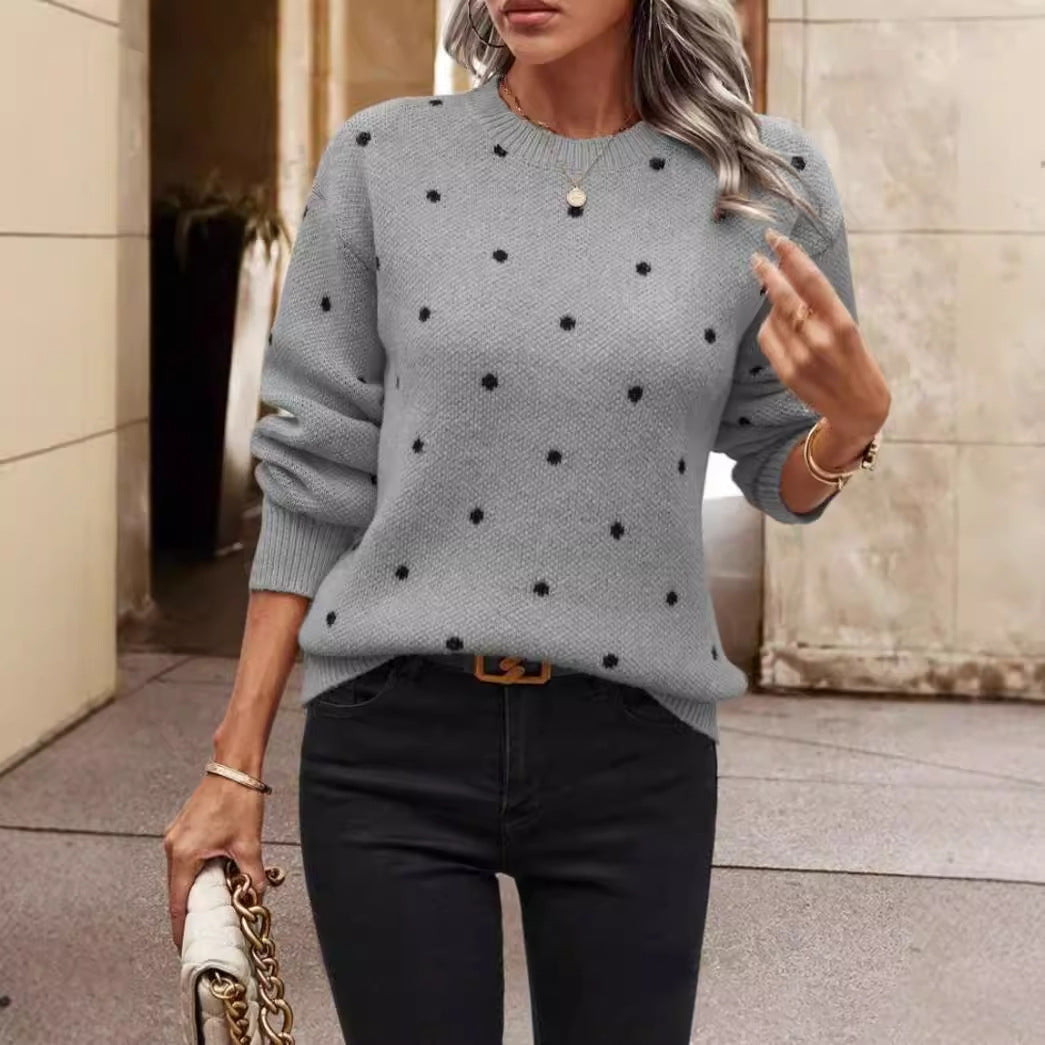 Pull à pois pour femme, coupe décontractée