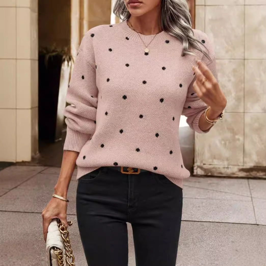 Pull à pois pour femme, coupe décontractée