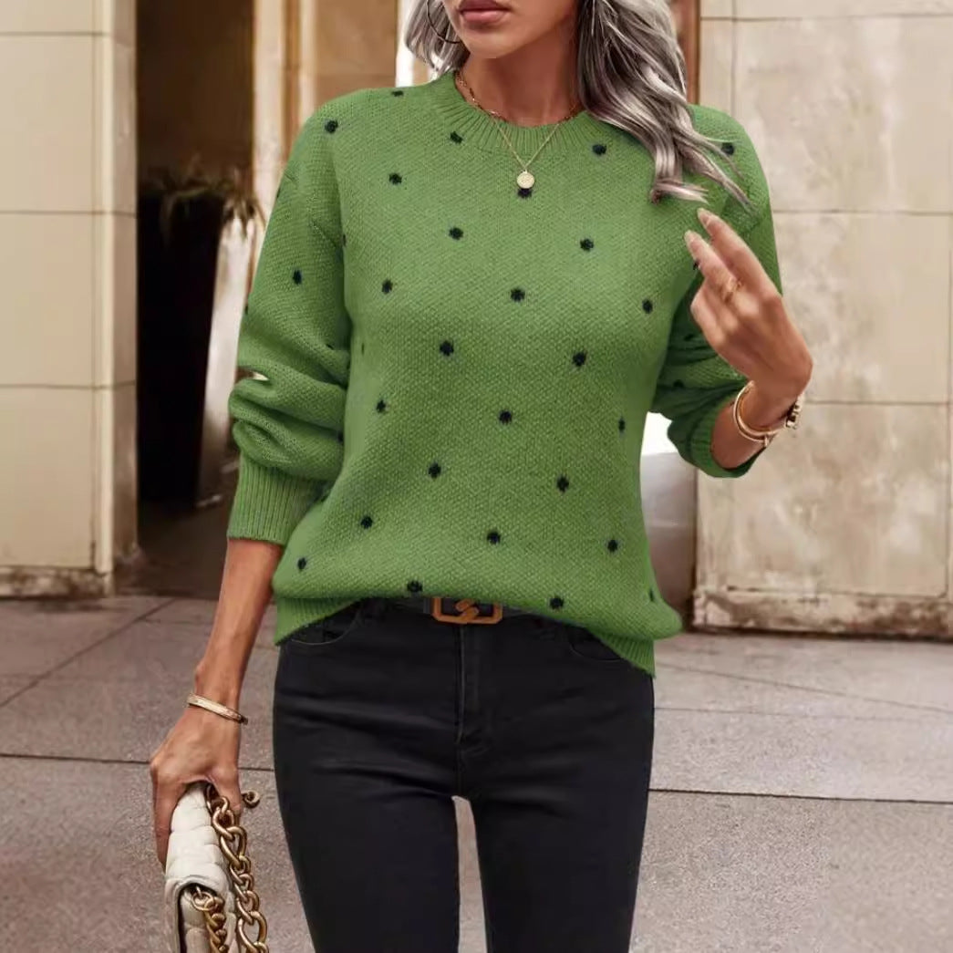 Pull à pois pour femme, coupe décontractée
